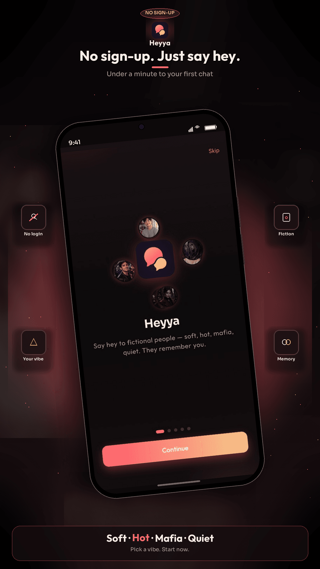 Heyya screenshot 2: No sign-up. Just say hey.